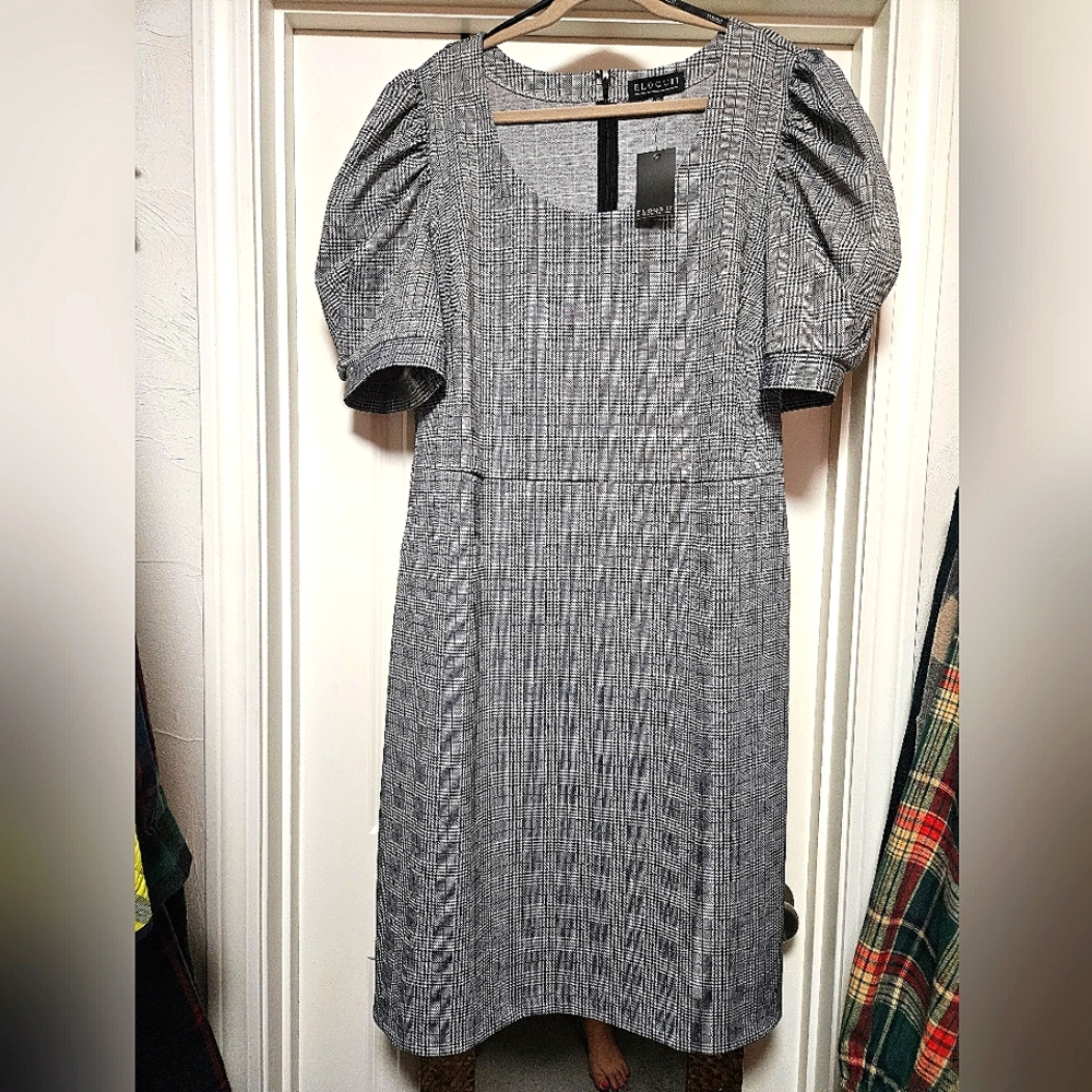 Eloquii fine black and white check dress size 24